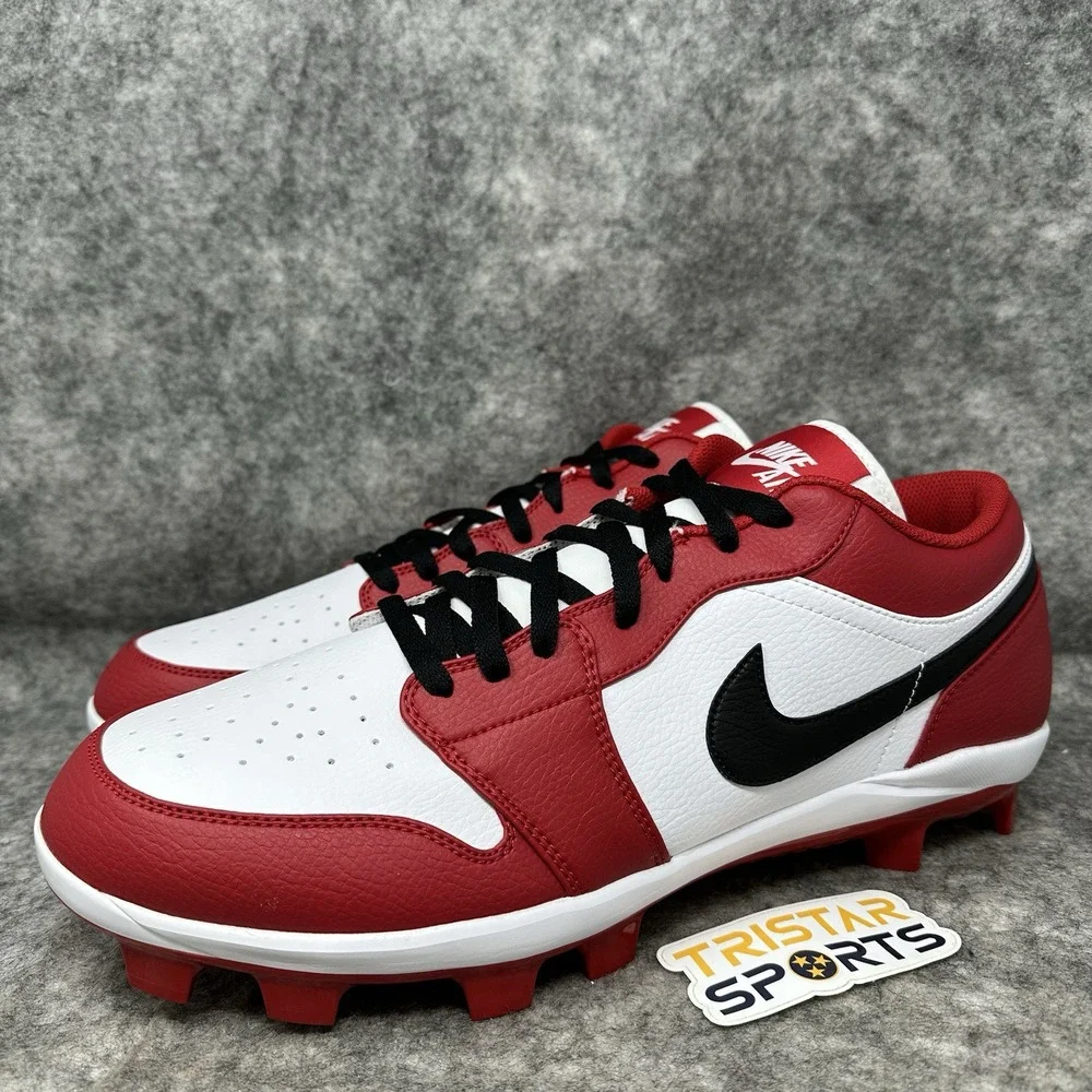 Nike Air Jordan 1 Low MCS Baseball Cleats Mens Size 16 Chicago Red Black White